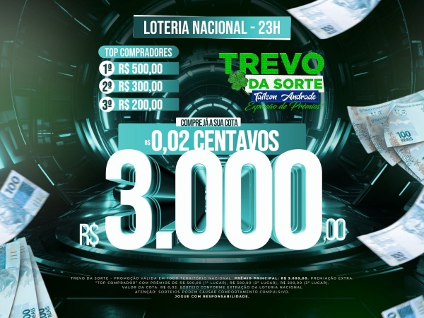 2 centavos pra 3 mil reais no seu pix, sorteio hoje as 23 horas loteria nacional